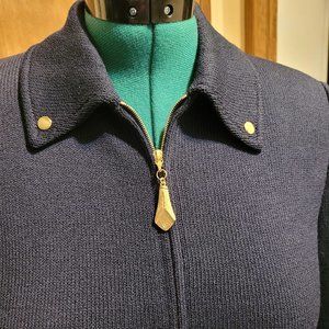St. John Collection by Marie Gray, Navy Zip Front Jacket Size 8